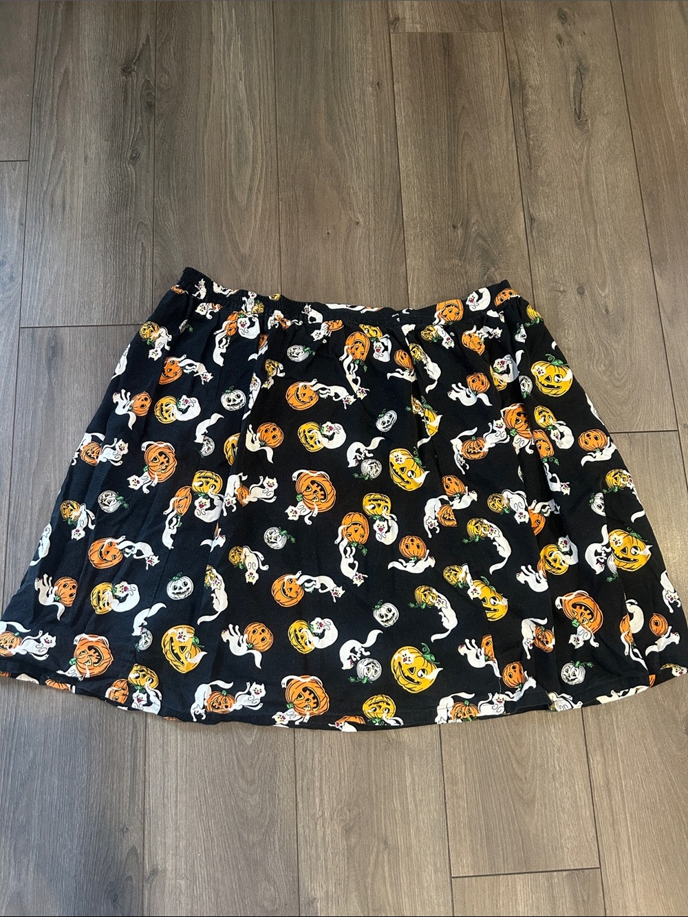 ModCloth Halloween Pumpkin Cat Novelty Print Skirt Retro inspired